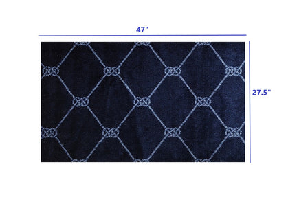 2' X 3' Navy Nautical Knots Washable Floor Mat