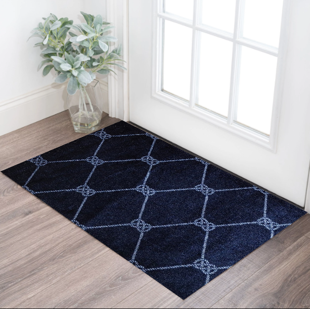 2' X 3' Navy Nautical Knots Washable Floor Mat