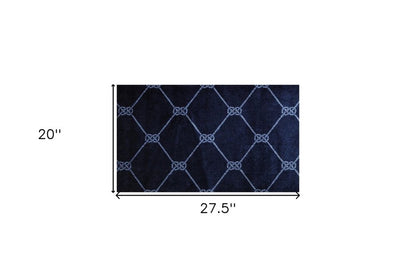 2' X 3' Blue And White Geometric Shag Area Rug