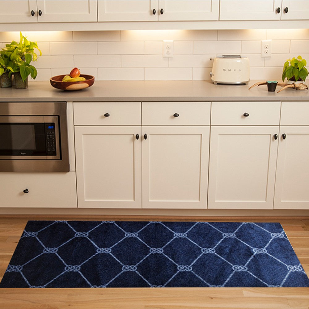 2' X 6' Navy Nautical Knots Washable Runner Rug