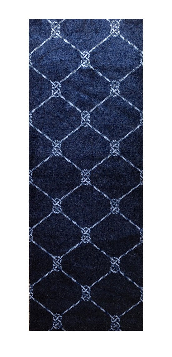 2' X 6' Navy Nautical Knots Washable Runner Rug