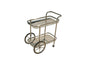 28" Silver Metal And Glass Rolling Trolley Bar Cart