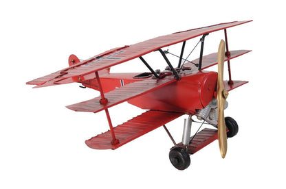 6" Red Metal Hand Painted Model Airplane
