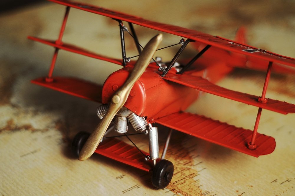 6" Red Metal Hand Painted Model Airplane