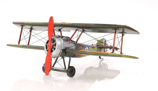 7" Green Metal Hand Painted Model Airplane Tabletop Sculpture