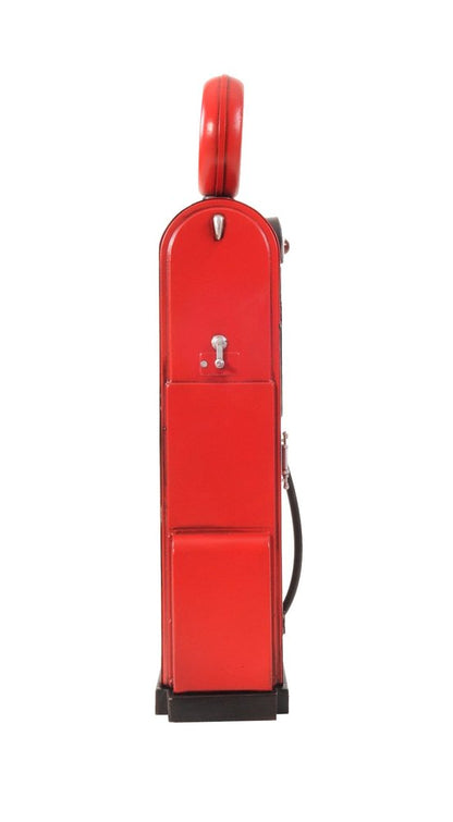 21" Red Metal Hand Painted Gas Pump Clock Sculpture