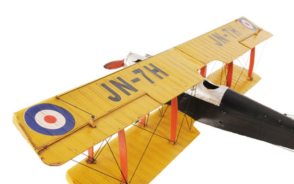 8" Yellow Red And Gray Metal Hand Painted AirPlane