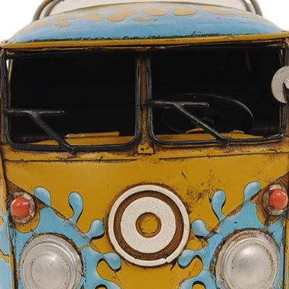 8" Blue and Yellow Metal Hand Painted c1967 Volkswagen Deluxe Model Car