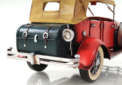 5" Red Metal Hand Painted Model Car Tabletop Sculpture