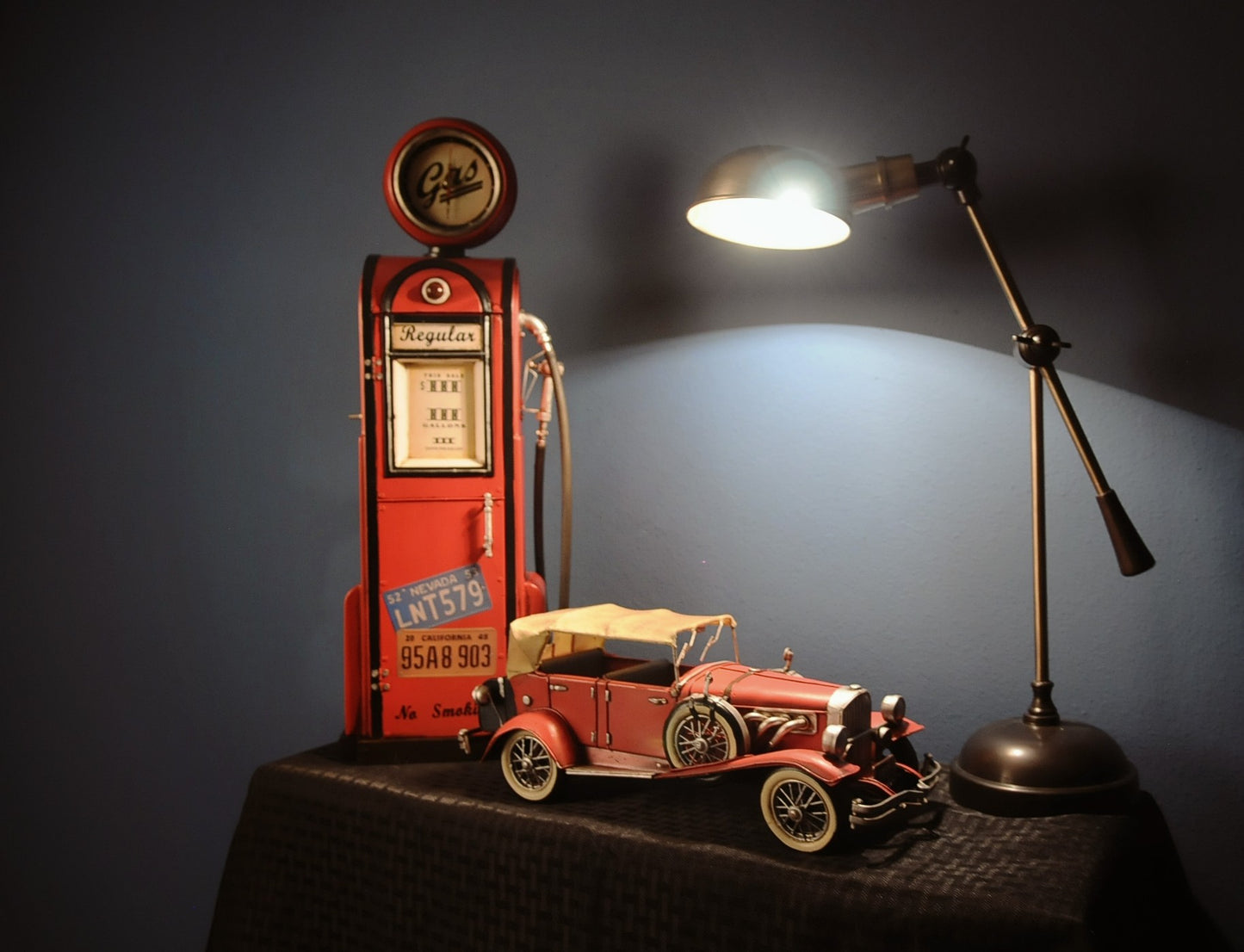 5" Red Metal Hand Painted Model Car Tabletop Sculpture