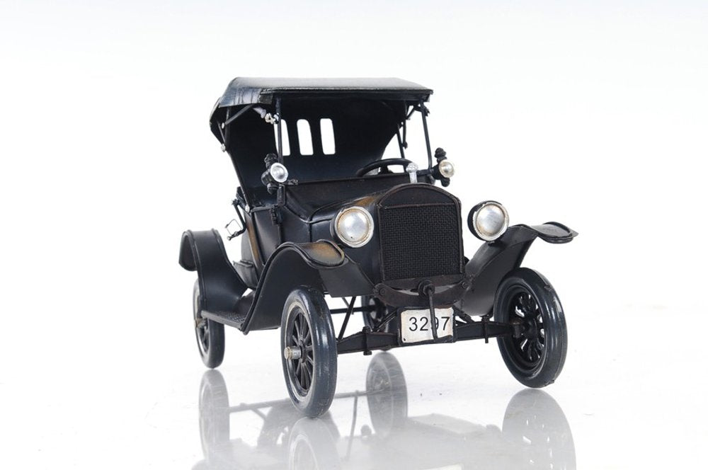 12" Black Metal c1908 Ford Model Car Tabletop Sculpture