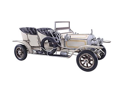 8" Silver Metal Hand Painted Model Car Tabletop Sculpture