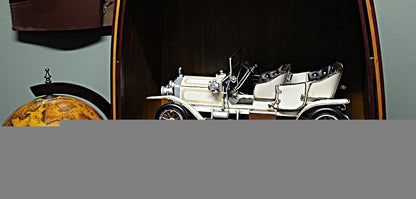 8" Silver Metal Hand Painted Model Car Tabletop Sculpture