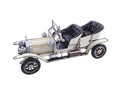 8" Silver Metal Hand Painted Model Car Tabletop Sculpture