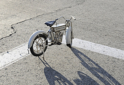 6" White Metal Hand Painted Model Motorcycle Tabletop Sculpture