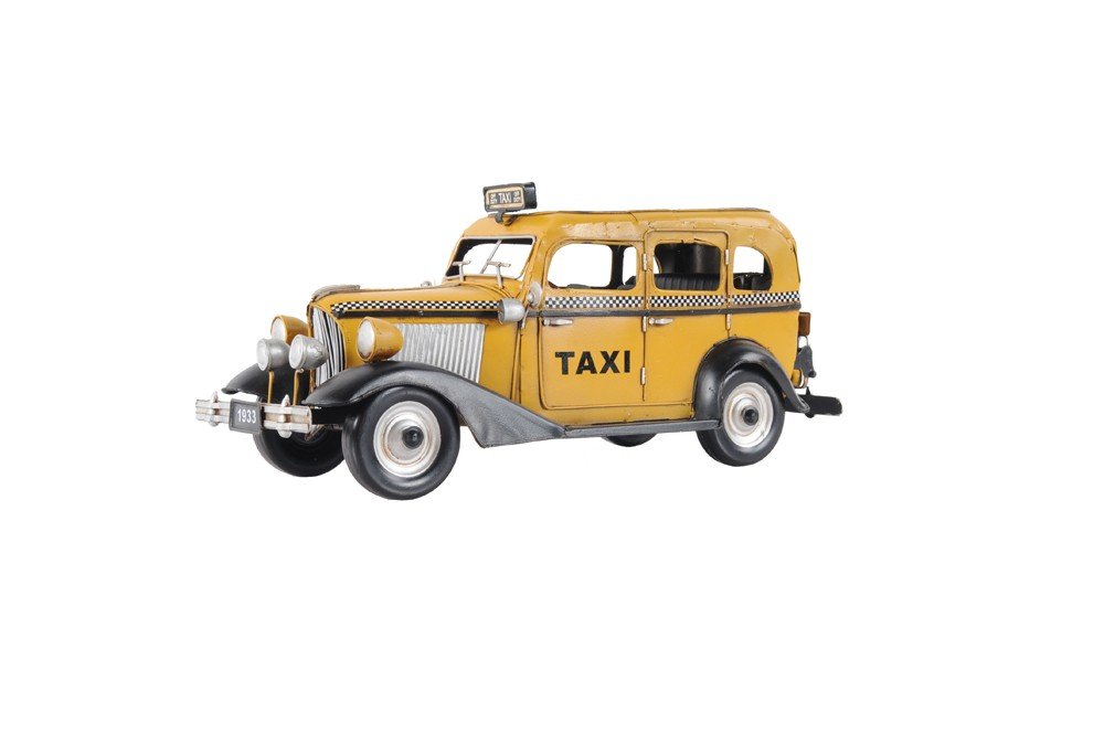 14" Yellow Checker Taxi Cab Model Sculpture