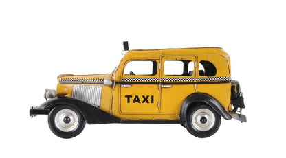 14" Yellow Checker Taxi Cab Model Sculpture