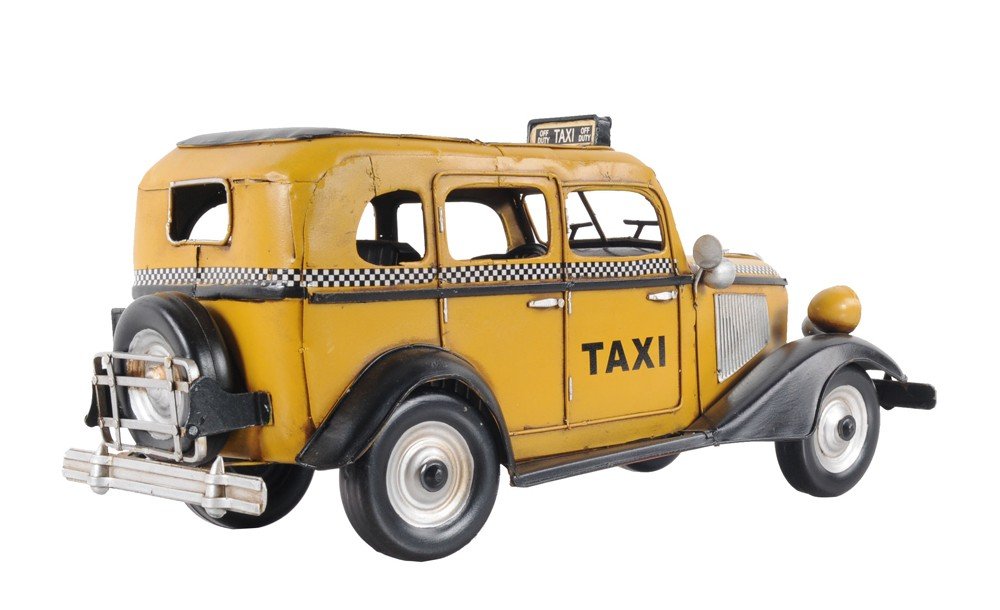 14" Yellow Checker Taxi Cab Model Sculpture