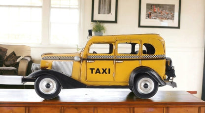 14" Yellow Checker Taxi Cab Model Sculpture