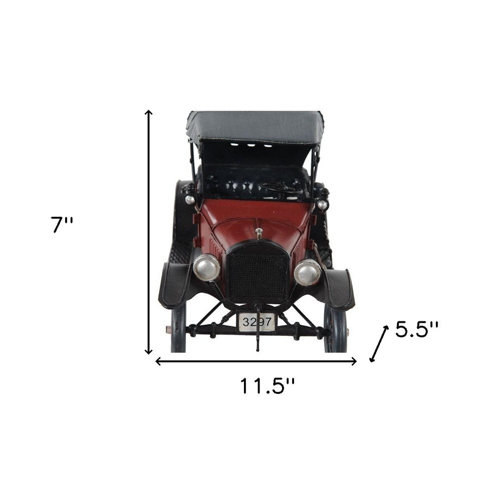 7" Red Metal Hand Painted Model Car