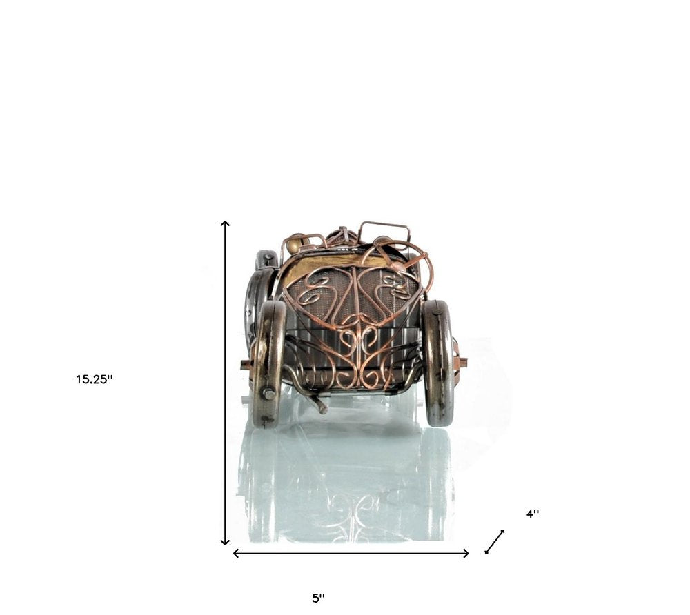 c1924 Bugatti Bronze and Silver Open Frame Racecar Sculpture