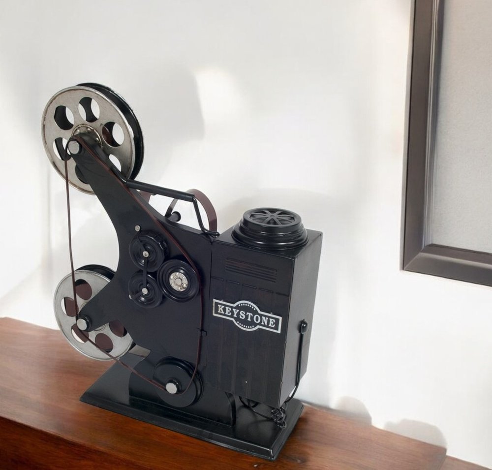 14" Black Metal Hand Painted Figurine Tabletop Sculpture