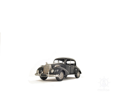 5" Gray Metal Hand Painted Model Car Tabletop Sculpture