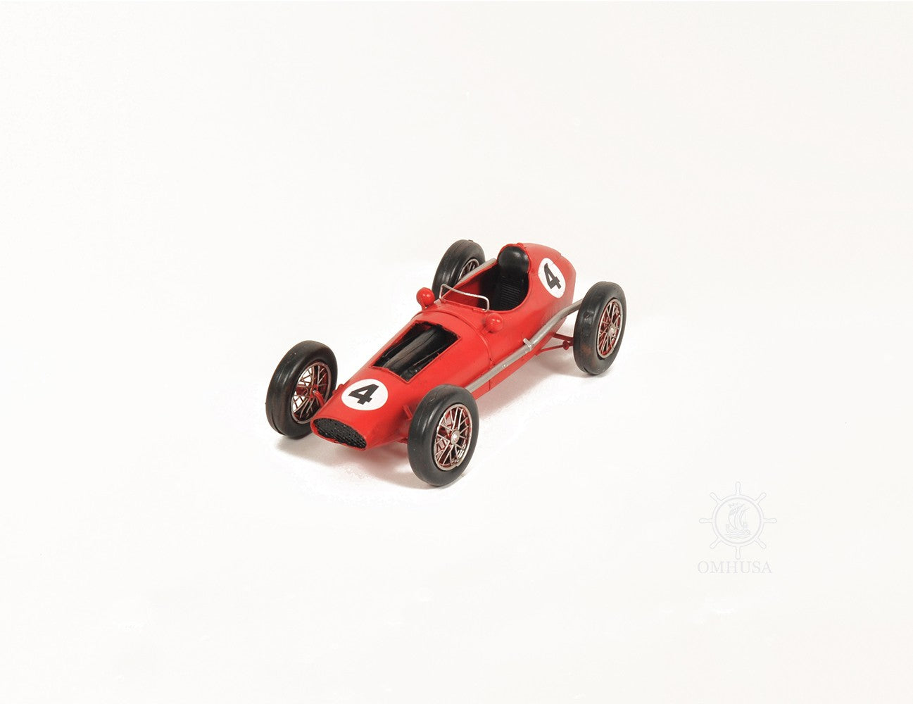 6" Red Metal Hand Painted Model Car Tabletop Sculpture