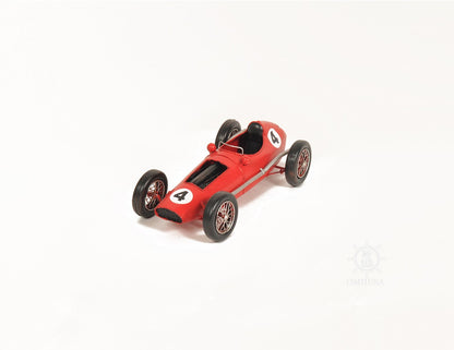 6" Red Metal Hand Painted Model Car Tabletop Sculpture