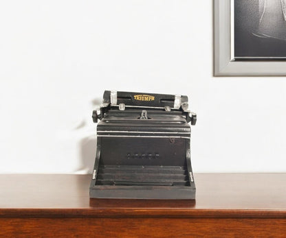9" Black Metal German Replica Typewriter Tabletop Sculpture