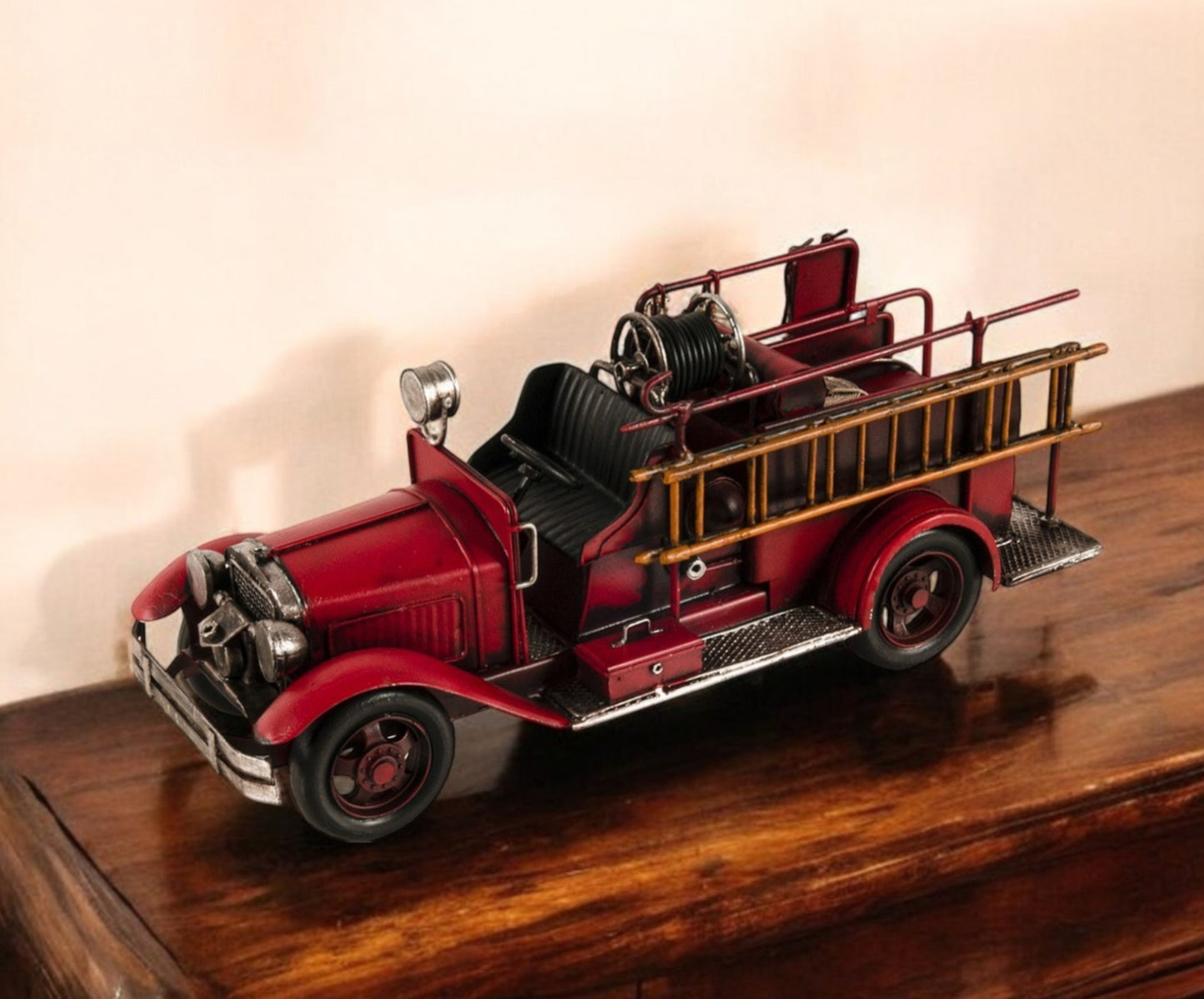 6" Red Metal Hand Painted Model Car Tabletop Sculpture