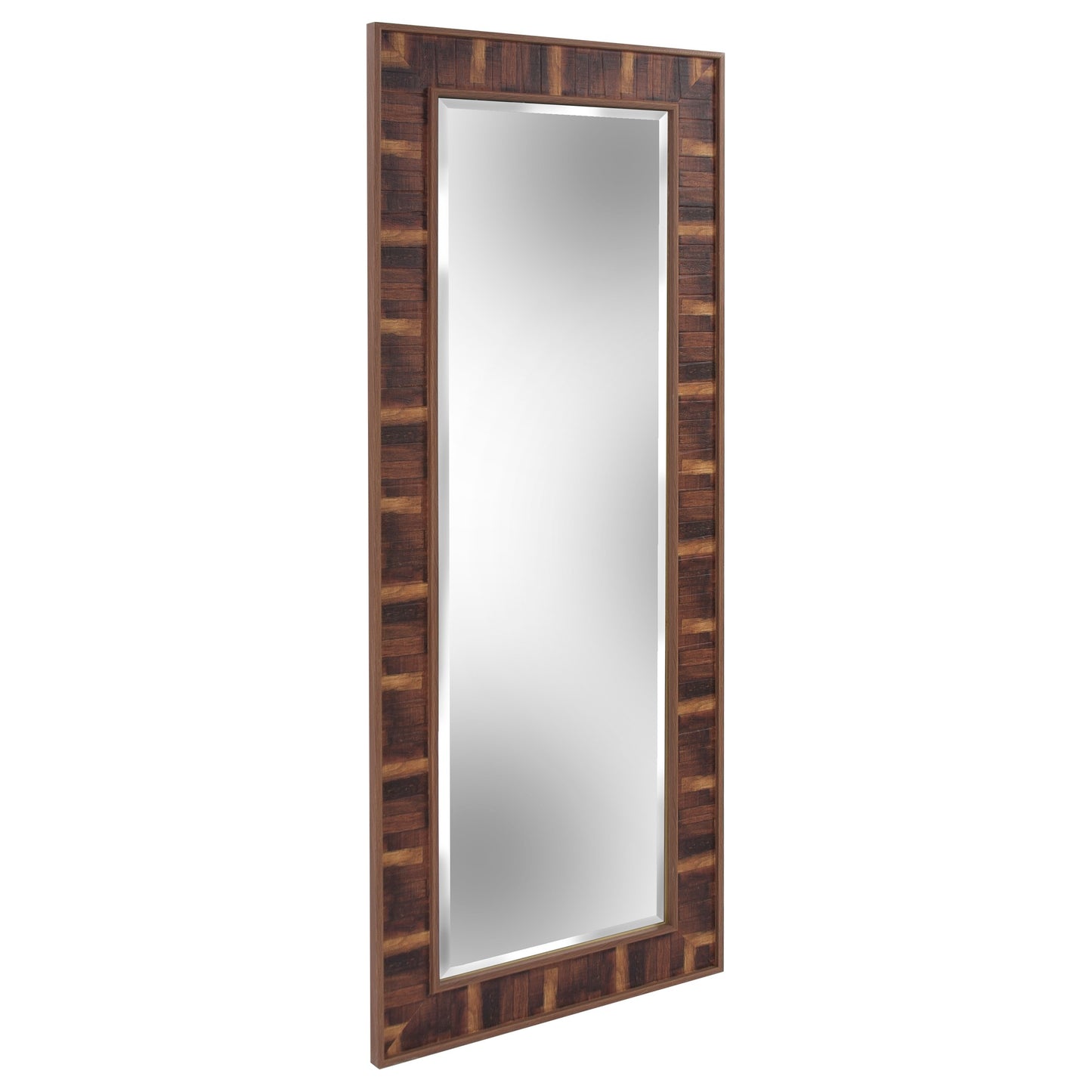 Rich Rustic Brown Faux Wood Full Body Wall Mirror