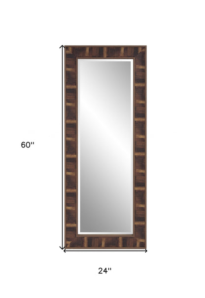 Rich Rustic Brown Faux Wood Full Body Wall Mirror