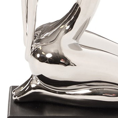 Modern Silver and Black Ustrasana Yoga Sculpture