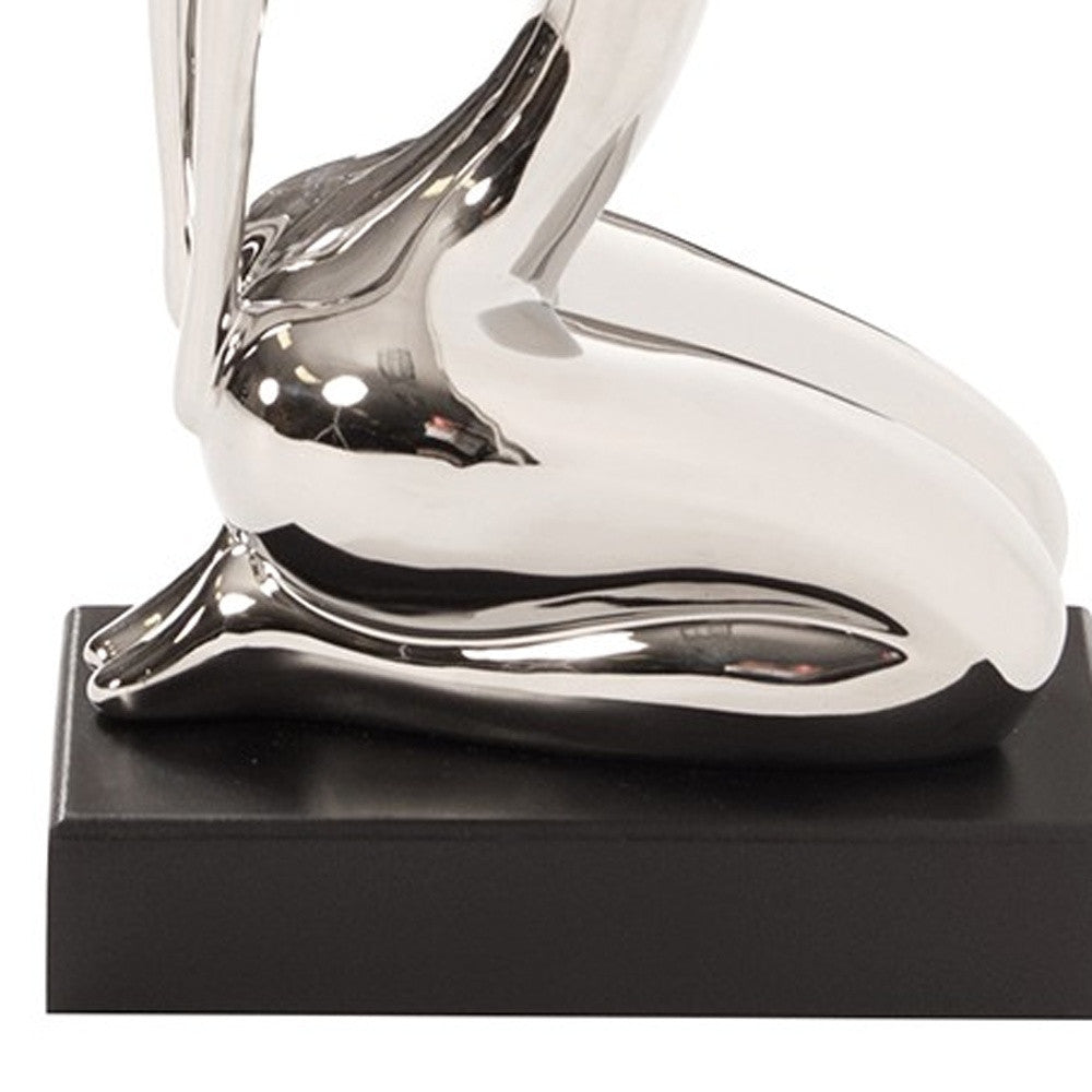 Modern Silver and Black Ustrasana Yoga Sculpture