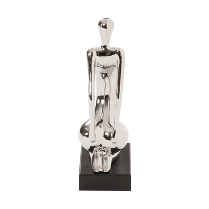 Modern Silver and Black Ustrasana Yoga Sculpture