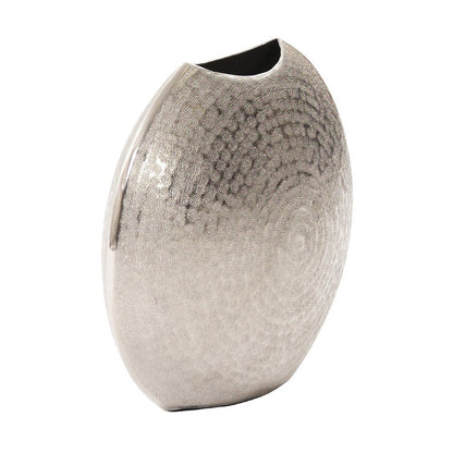 10" Silver Cylinder Aluminum Table Vase