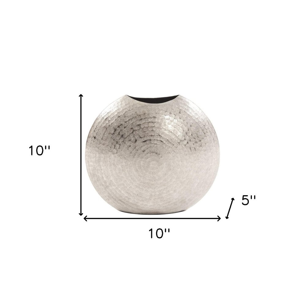 10" Silver Cylinder Aluminum Table Vase