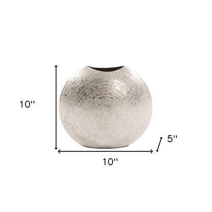 10" Silver Cylinder Aluminum Table Vase