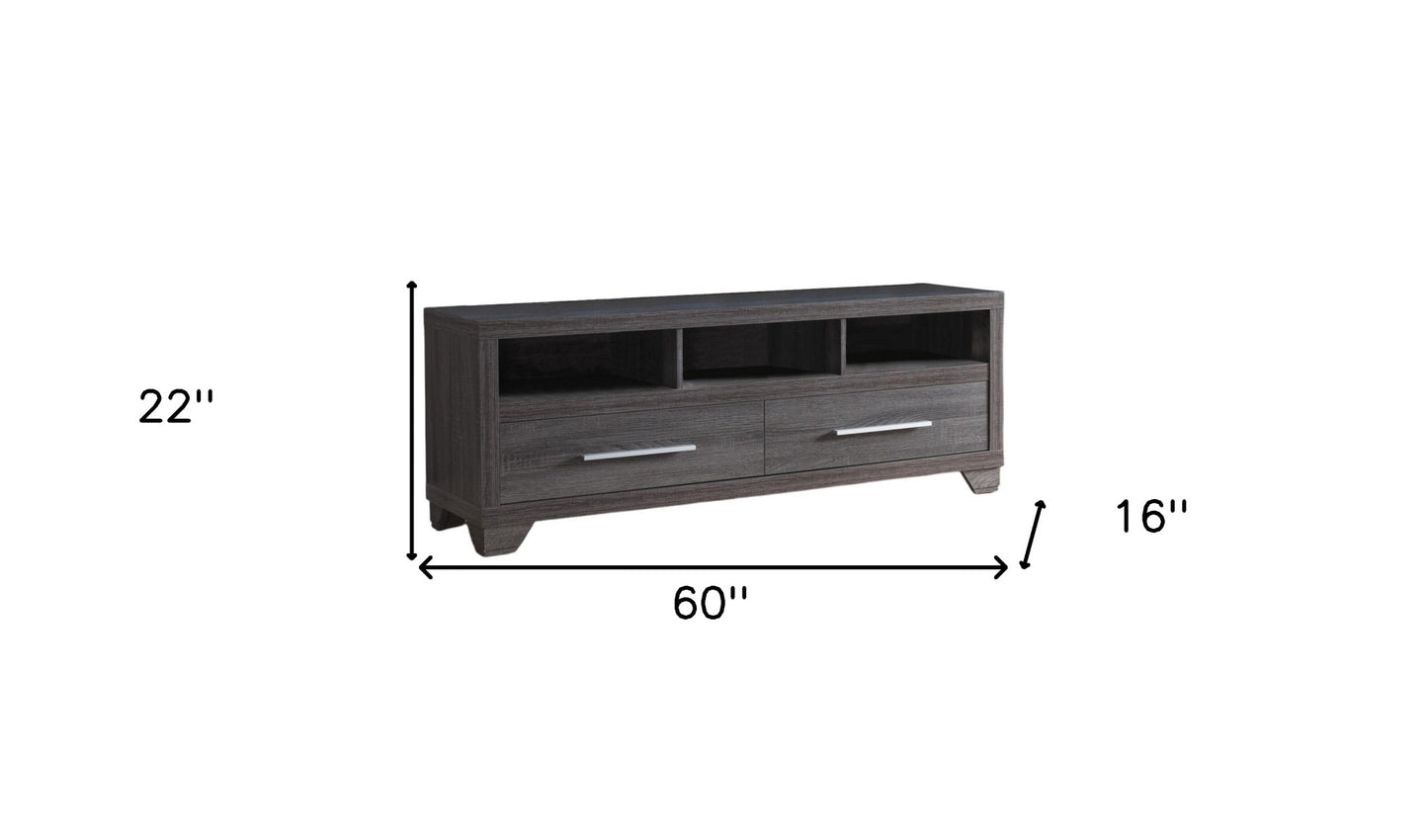 60" Gray Cabinet Enclosed Storage TV Stand