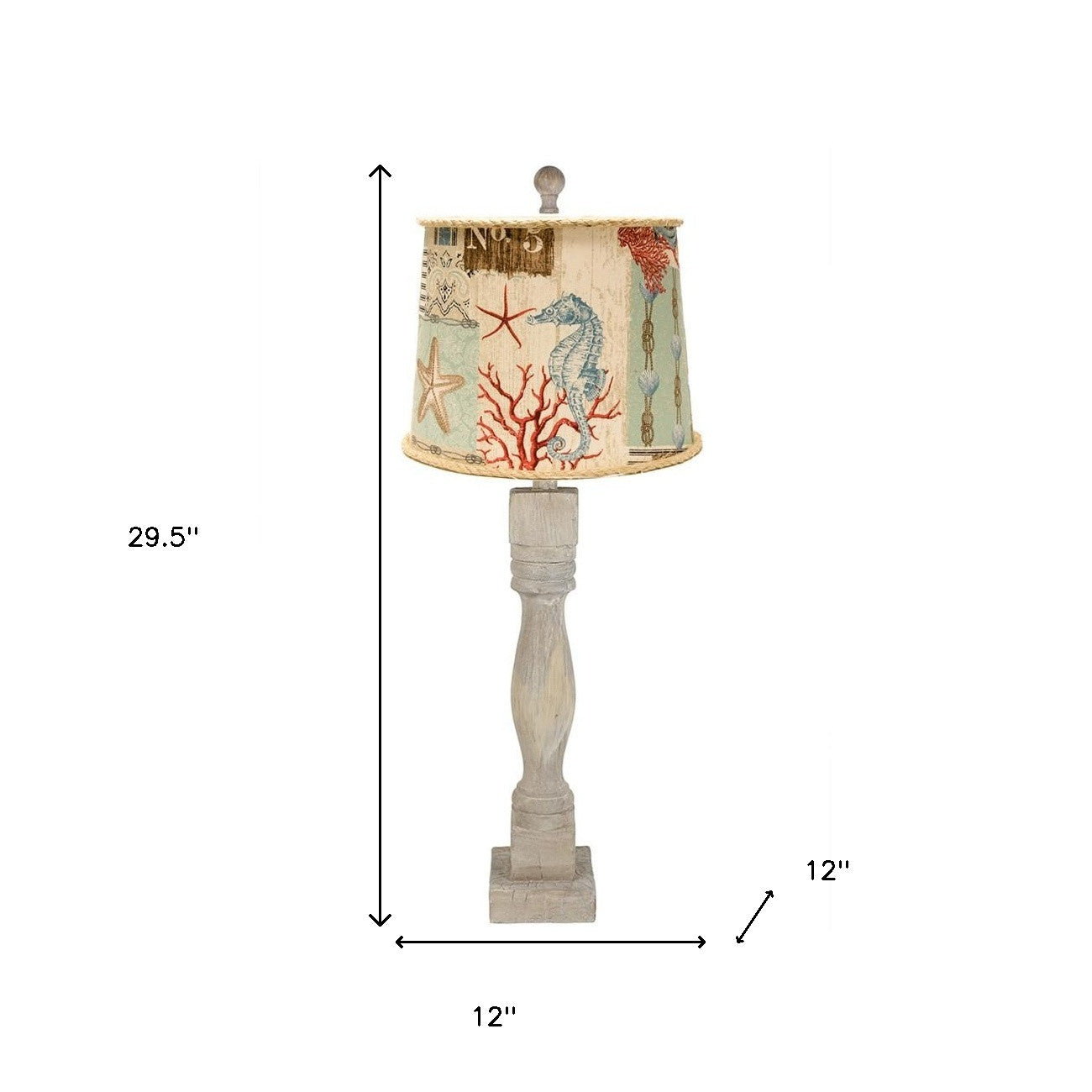 30" Taupe Standard Table Lamp With Blue Shade