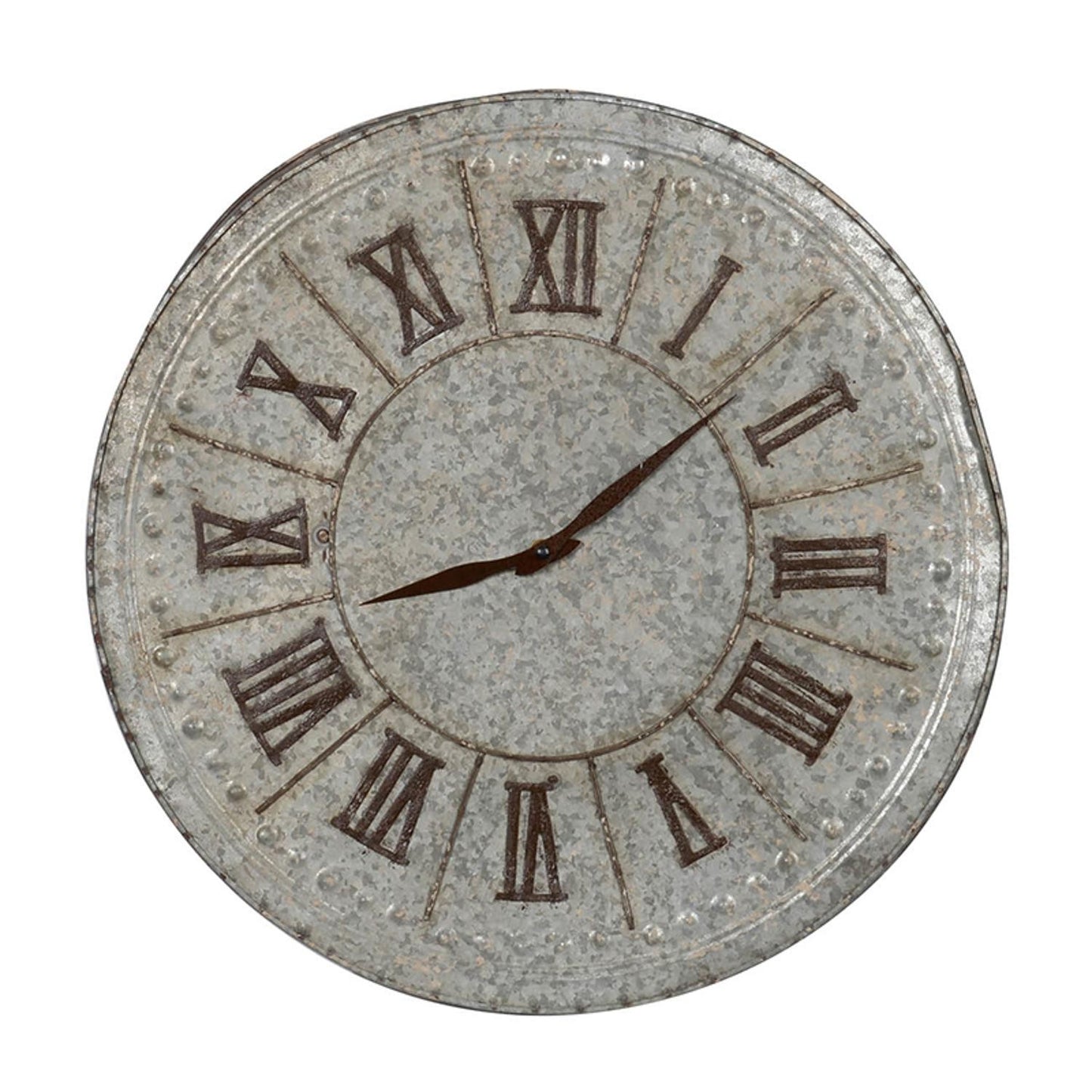 Vintage Galvanized Metal Round Wall Clock