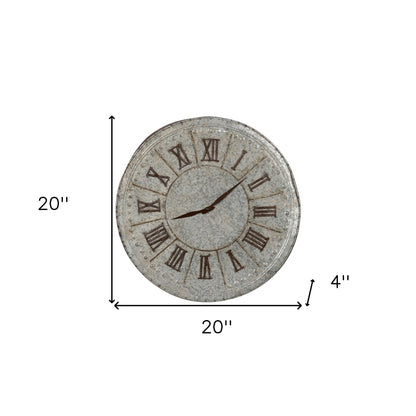 Vintage Galvanized Metal Round Wall Clock