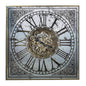 32" Gold And Silver Metal Analog Distressed Square Wall Clock