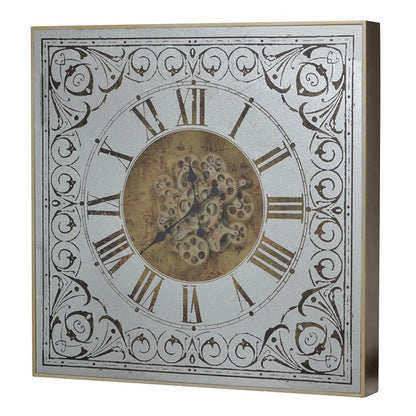 32" Gold And Silver Metal Analog Distressed Square Wall Clock