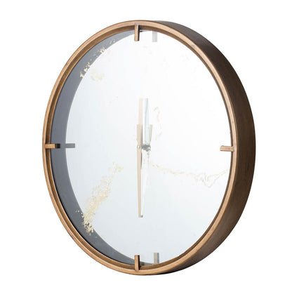 2" Round Gold Wood Analog Wall Clock