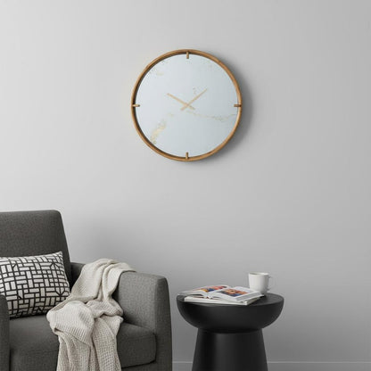 2" Round Gold Wood Analog Wall Clock