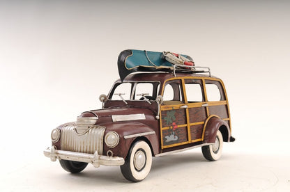 7" Burgundy Metal Hand Painted Model Car
