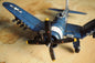 6" Blue Metal Hand Painted Model Airplane Tabletop Sculpture