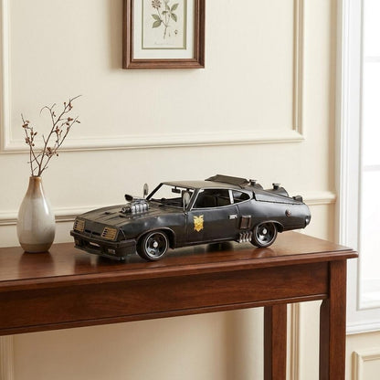 4" Gray Metal Hand Painted Model Car Tabletop Sculpture
